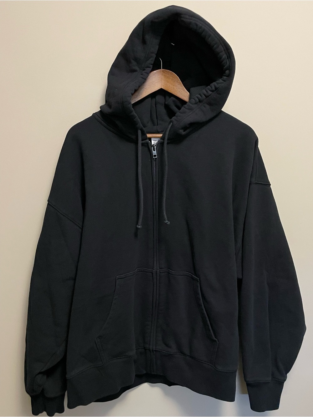 TNA Aritzia Black Sweatfleece Terry Fleece Boyfriend Fit Zip Sweatshirt 2XL